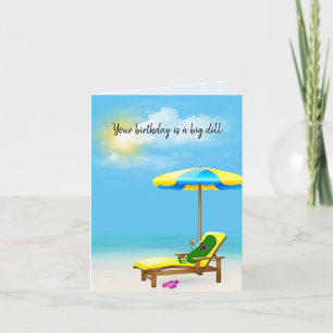 Carte Picket Vert D'Anniversaire Sur Chaise De Plage