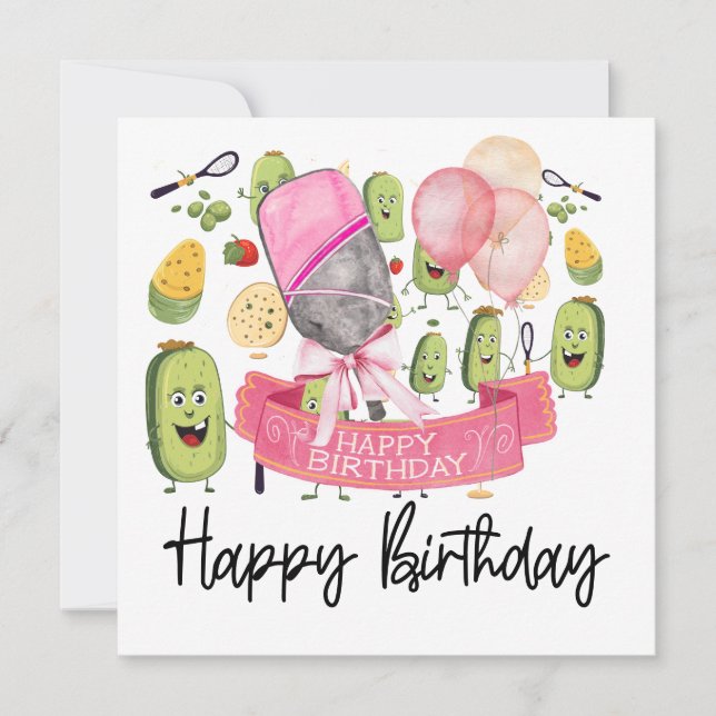 Carte Pickleball fête anniversaire (Devant)