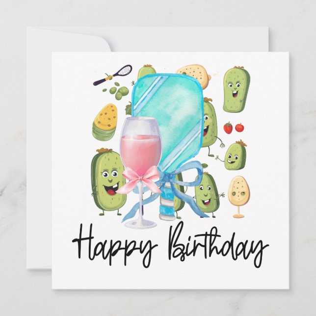 Carte Pickleball fête anniversaire (Devant)