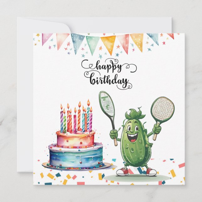 Carte Pickleball fête anniversaire (Devant)