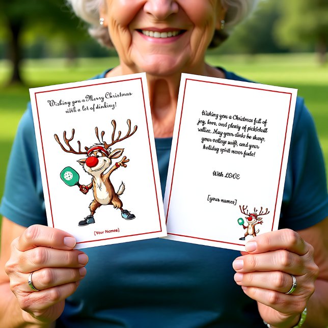 Carte Pickleball 🎄 Joyeux Noël, texte personnalisé (Pickleball🎄 Merry Christmas, custom text)