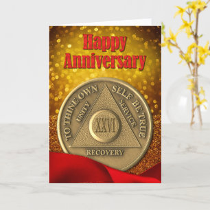 Carte Pièce AA 26 ans scintillante Joyeux Anniversaire