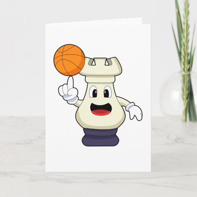 Carte Pièce d'échecs Rook à Basketball Sports (Devant)