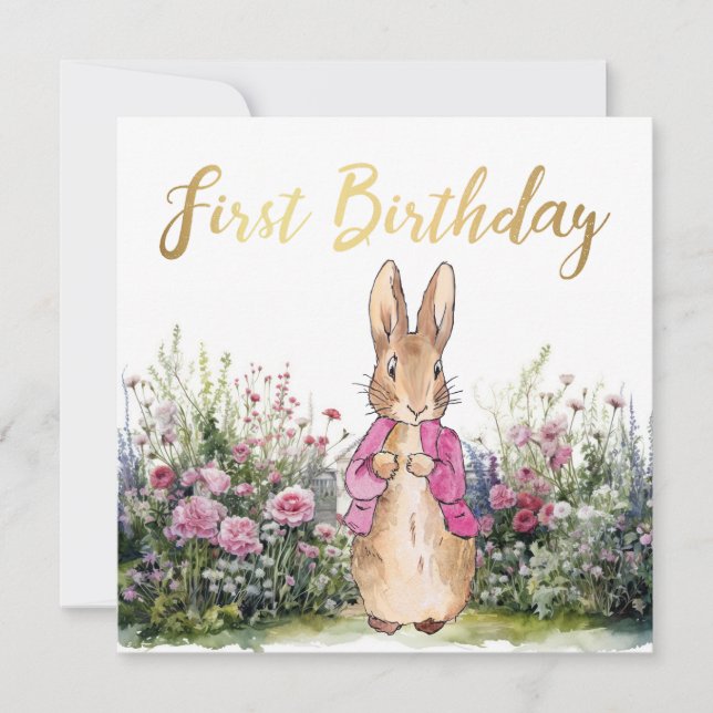 Carte Pierre le lapin 1er anniversaire (Devant)