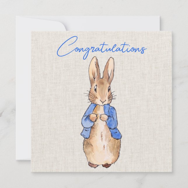 Carte Pierre le lapin avec lin beige arrière - plan (Devant)