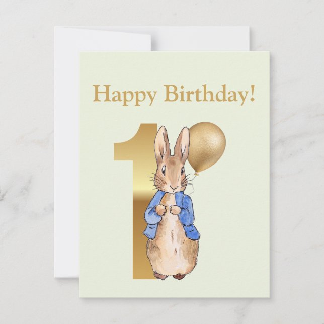 Carte Pierre le lapin Premier anniversaire (Devant)