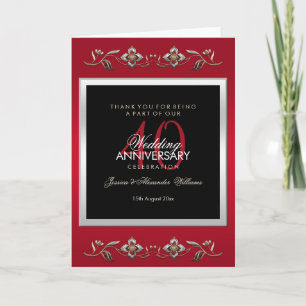 Carte Pierres précieuses Rubis Élégants 40e Anniversaire
