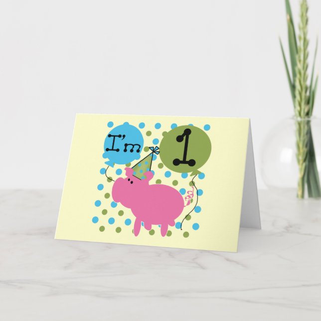 Carte Pig 1er Anniversaire Tshirts et cadeaux (Devant)