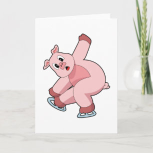 Carte Pig Patinage sur glace Patins sur glace