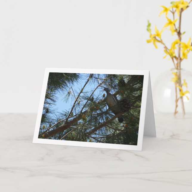 Carte Pigeon en bois de pin (Fleur jaune)