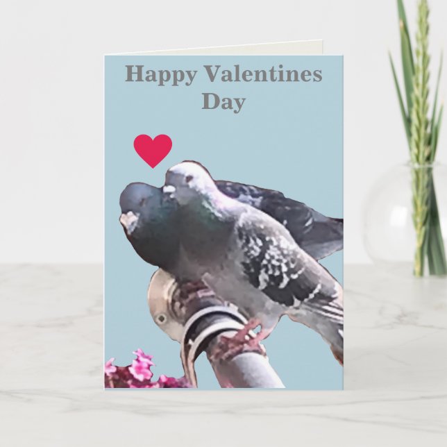 Carte Pigeon paire et Fleurs Valentines modifiables Cart (Devant)