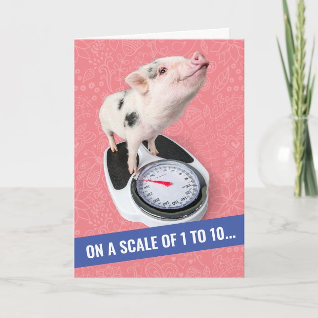 Carte Piglet mignon sur une échelle de 1 à 10 Anniversai (Devant)