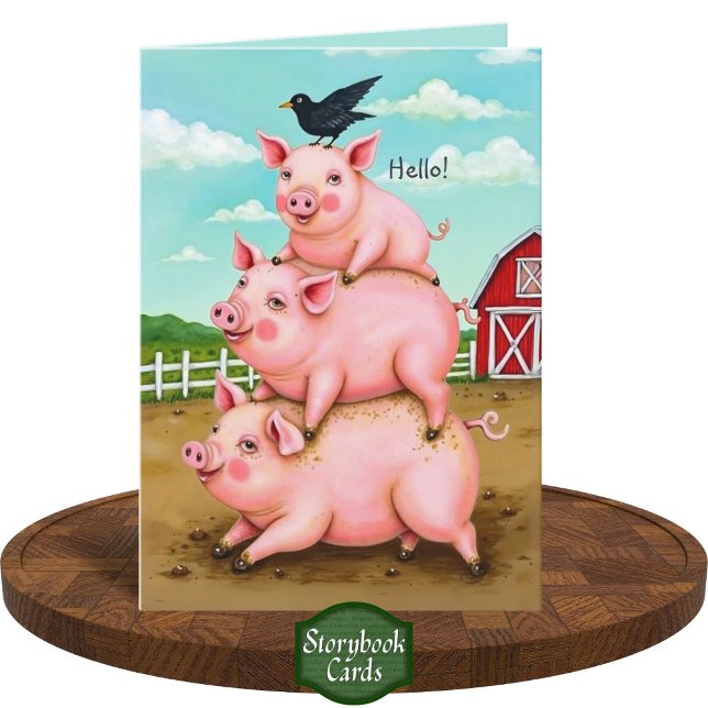 Carte Pile de cochons Barnyard Fun Penser de vous (Créateur téléchargé)