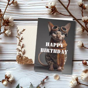 Carte Pilote de chat d'anniversaire Aviateur Cool Drôle