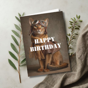 Carte Pilote de chat d'anniversaire Aviateur Cool Drôle