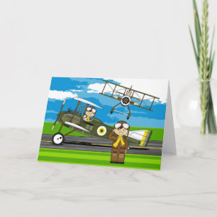 Carte Pilotes et avions de l'aviation mignons