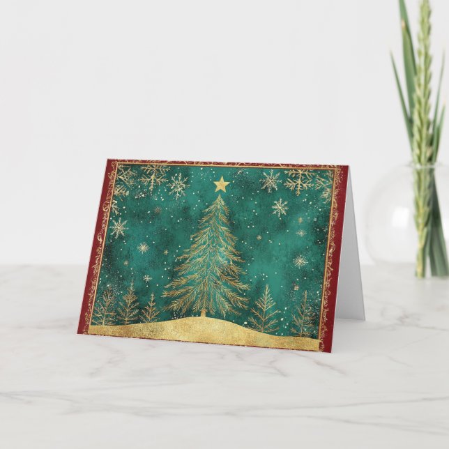 Carte Pin à huile d'or en chute de neige (Devant)