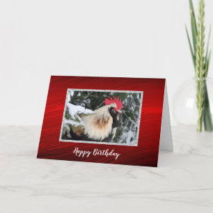 Carte Pin de poulet Rooster Photo Neige Anniversaire