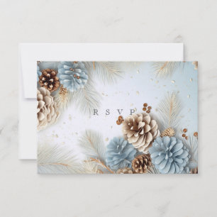 Carte Pine d'hiver cônes bleu Brown blanc RSVP