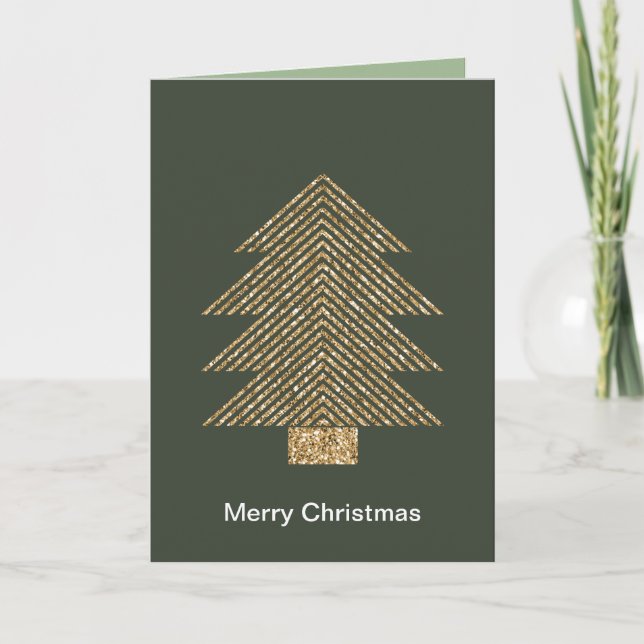 Carte Pine Green Gold Glitzy Parties scintillant Arbre d (Devant)