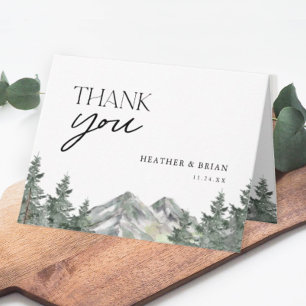 Carte Pine Tree Forest Mountain Thème Mariage Merci