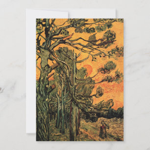 Carte Pine Trees Red Sky Setting Soleil par Vincent van