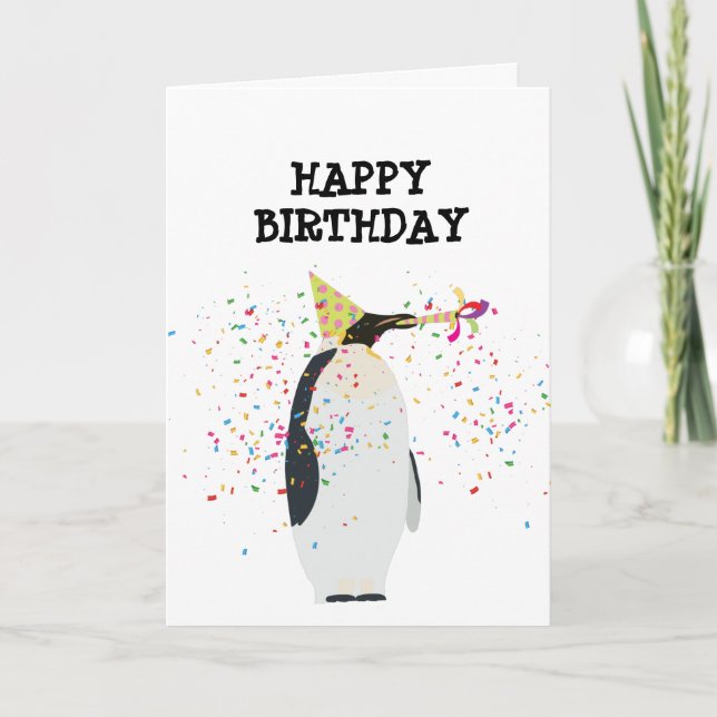Carte Pingouin - Animaux ayant une fête (Devant)