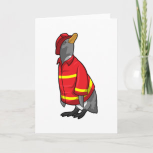 Carte Pingouin as Firefighter with Helmet
