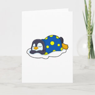Carte Pingouin au coucher avec couverture