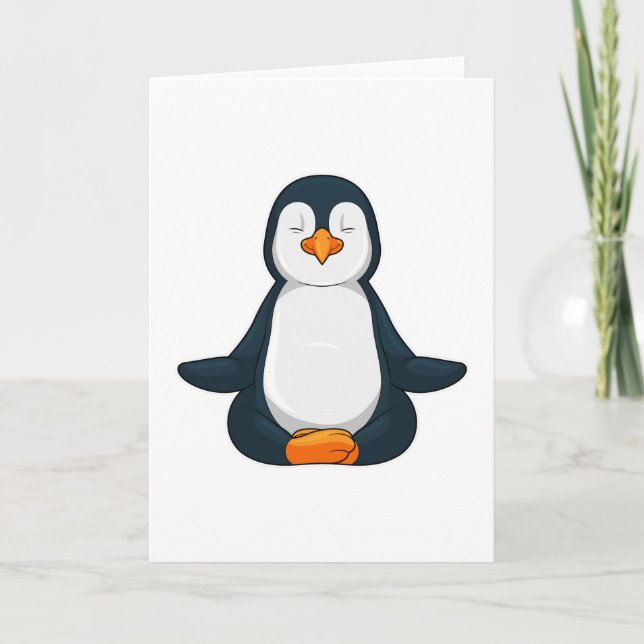 Carte Pingouin au Yoga Fitness en Assis (Devant)