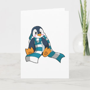 Carte Pingouin avec Écharpe
