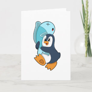 Carte Pingouin avec poisson