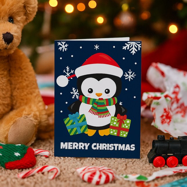 Carte Pingouin avec présente Noël mignon pour les enfant (Créateur téléchargé)