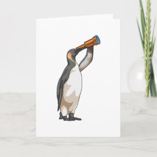 Carte Pingouin avec télescope