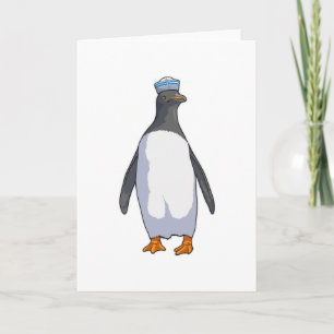 Carte Pingouin comme marin avec Casquette