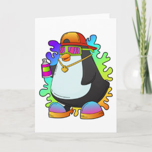 Carte Pingouin comme peintre avec Spray