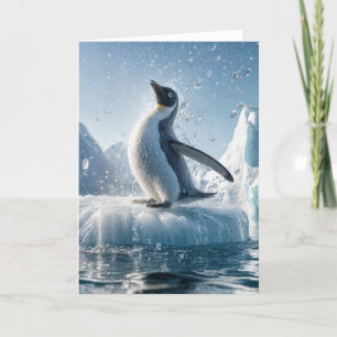 Carte Pingouin D'Anniversaire Sur Un Iceberg