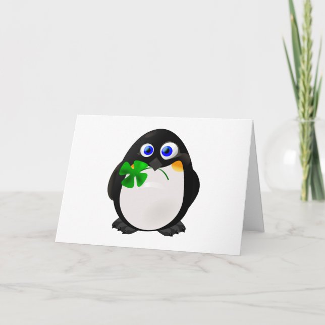 Carte Pingouin de la Saint Patrick (Devant)