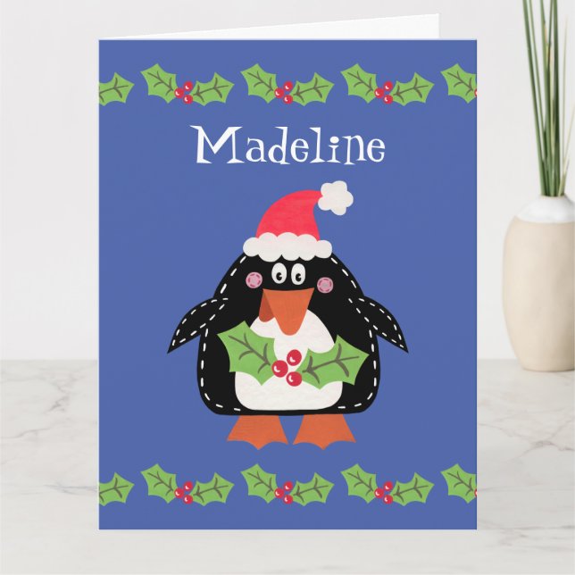 Carte Pingouin de Noël personnalisé (Devant)