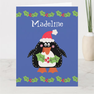 Carte Pingouin de Noël personnalisé