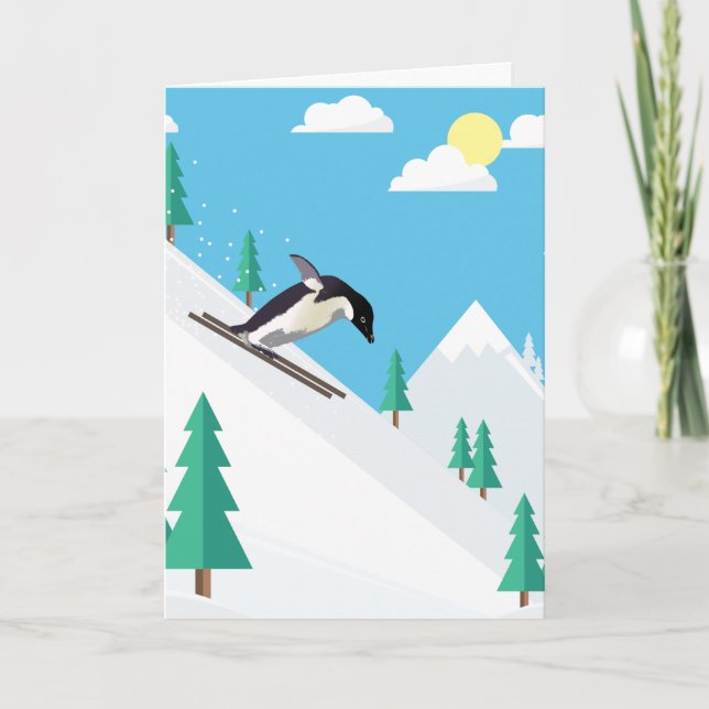 Carte Pingouin De Ski Drôle Un Sur Un Million De Merci (Devant)