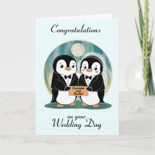 Carte Pingouin Mariage personnalisé