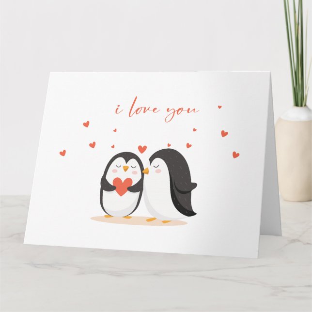 Carte Pingouin mignonne - Pour Anniversaire Je Vou (Devant)