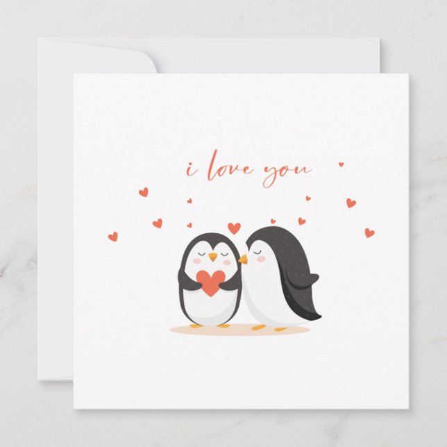 Carte Pingouin mignonne - Pour Anniversaire Je Vou (Devant)
