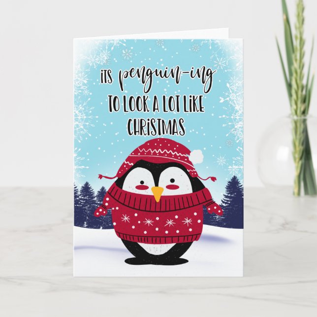 Carte pingouin pour ressembler beaucoup à noël (Devant)