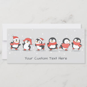 Carte Pingouins d'hiver de texte personnalisé