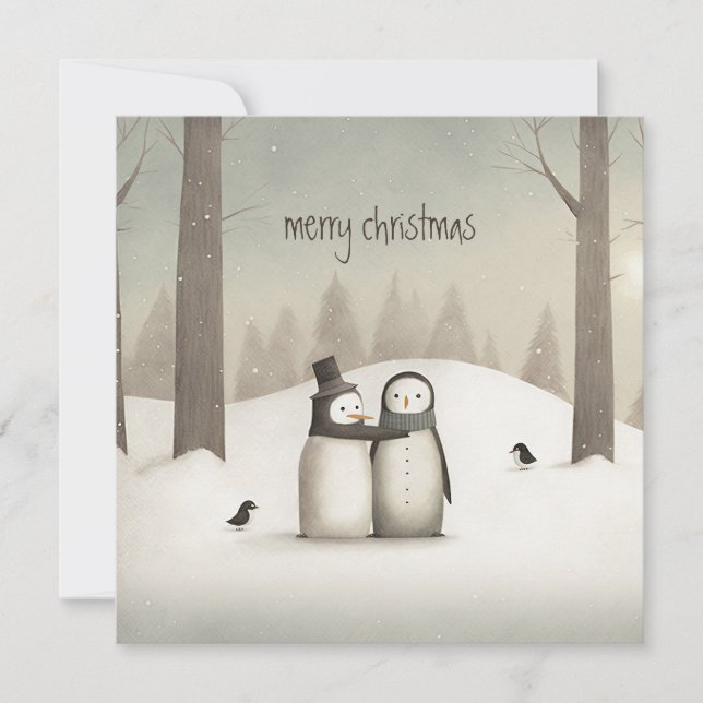 Carte Pingouins Noël (Devant)
