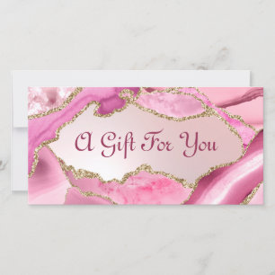 Carte Pink Agate Faux Foil Certificat cadeau