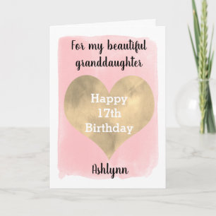 Carte Pink and Gold 17th Birthday Grandgirl