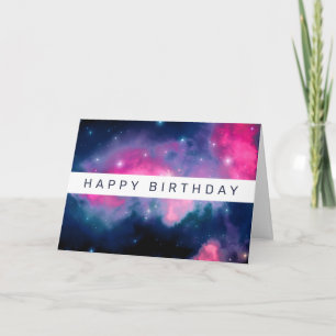 Carte Pink & Blue Galaxy & Stars Abstract